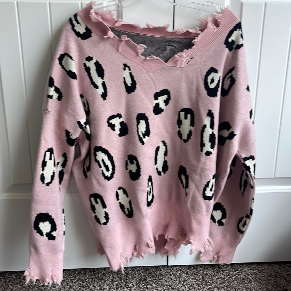 Distressed Long Sleeve Sweater